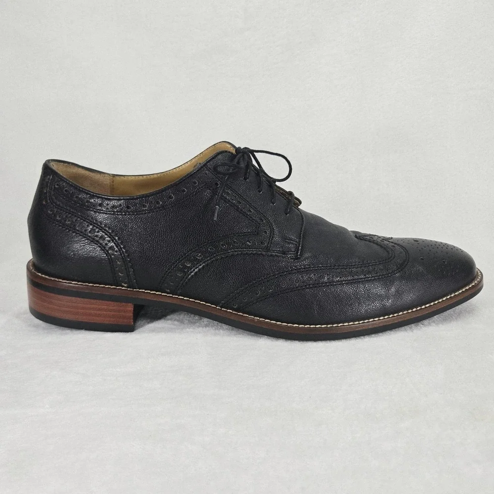 Cole Haan Shoes Mens 11.5 Black Wingtip Oxford Brogue Cap Toe Grand.OS Leather